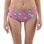 Cute Unicorn Seamless Pattern Reversible Mid-Waist Bikini Bottoms
