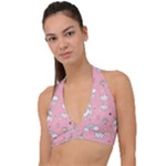 Cute Unicorn Seamless Pattern Halter Plunge Bikini Top