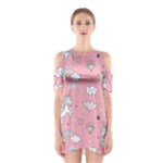 Cute Unicorn Seamless Pattern Shoulder Cutout One Piece Dress