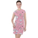 Cute Unicorn Seamless Pattern Drawstring Hooded Dress