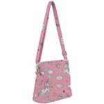 Cute Unicorn Seamless Pattern Zipper Messenger Bag