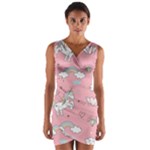Cute Unicorn Seamless Pattern Wrap Front Bodycon Dress