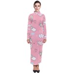Cute Unicorn Seamless Pattern Turtleneck Maxi Dress