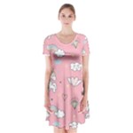 Cute Unicorn Seamless Pattern Short Sleeve V-neck Flare Dress