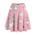 Cute Unicorn Seamless Pattern High Waist Skirt