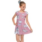 Cute Unicorn Seamless Pattern Kids  Cap Sleeve Dress