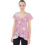Cute Unicorn Seamless Pattern Lace Front Dolly Top