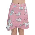 Cute Unicorn Seamless Pattern Chiffon Wrap Front Skirt
