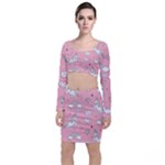 Cute Unicorn Seamless Pattern Top and Skirt Sets