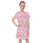 Cute Unicorn Seamless Pattern Kids  Drop Waist Dress