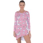 Cute Unicorn Seamless Pattern Asymmetric Cut-Out Shift Dress