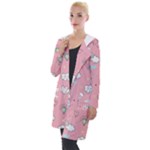 Cute Unicorn Seamless Pattern Hooded Pocket Cardigan
