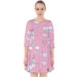 Cute Unicorn Seamless Pattern Smock Dress