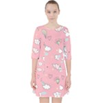 Cute Unicorn Seamless Pattern Quarter Sleeve Pocket Dress