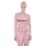 Cute Unicorn Seamless Pattern Off Shoulder Top with Mini Skirt Set