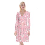 Cute Unicorn Seamless Pattern Long Sleeve Velvet Front Wrap Dress