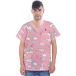 Cute Unicorn Seamless Pattern Men s V-Neck Scrub Top