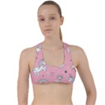 Cute Unicorn Seamless Pattern Criss Cross Racerback Sports Bra
