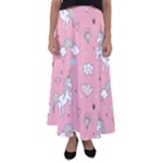 Cute Unicorn Seamless Pattern Flared Maxi Skirt