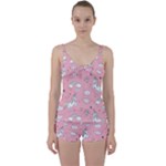 Cute Unicorn Seamless Pattern Tie Front Two Piece Tankini