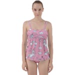 Cute Unicorn Seamless Pattern Twist Front Tankini Set