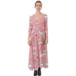 Cute Unicorn Seamless Pattern Button Up Boho Maxi Dress