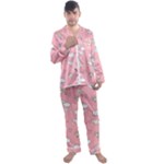 Cute Unicorn Seamless Pattern Men s Long Sleeve Satin Pajamas Set