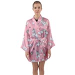 Cute Unicorn Seamless Pattern Long Sleeve Satin Kimono