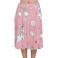 Velvet Flared Midi Skirt 