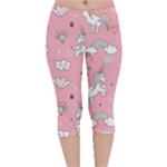 Cute Unicorn Seamless Pattern Velvet Capri Leggings 