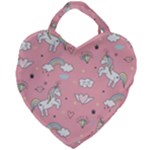 Cute Unicorn Seamless Pattern Giant Heart Shaped Tote