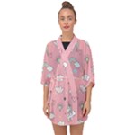 Cute Unicorn Seamless Pattern Half Sleeve Chiffon Kimono