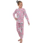 Cute Unicorn Seamless Pattern Kids  Long Sleeve Set 