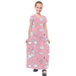 Cute Unicorn Seamless Pattern Kids  Short Sleeve Maxi Dress