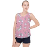 Cute Unicorn Seamless Pattern Bubble Hem Chiffon Tank Top