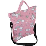 Cute Unicorn Seamless Pattern Fold Over Handle Tote Bag