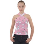 Cute Unicorn Seamless Pattern Cross Neck Velour Top