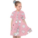 Cute Unicorn Seamless Pattern Kids  Sailor Dress