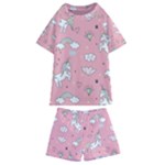 Cute Unicorn Seamless Pattern Kids  Swim T-Shirt and Shorts Set