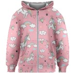 Cute Unicorn Seamless Pattern Kids  Zipper Hoodie Without Drawstring