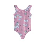 Cute Unicorn Seamless Pattern Kids  Frill Swimsuit