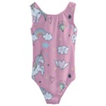 Cute Unicorn Seamless Pattern Kids  Cut-Out Back One Piece Swimsuit