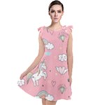 Cute Unicorn Seamless Pattern Tie Up Tunic Dress