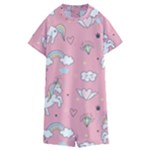 Cute Unicorn Seamless Pattern Kids  Boyleg Half Suit Swimwear