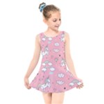 Cute Unicorn Seamless Pattern Kids  Skater Dress Swimsuit