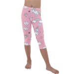 Cute Unicorn Seamless Pattern Kids  Lightweight Velour Capri Leggings 