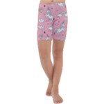 Cute Unicorn Seamless Pattern Kids  Lightweight Velour Capri Yoga Leggings