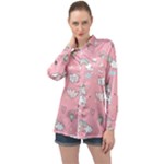 Cute Unicorn Seamless Pattern Long Sleeve Satin Shirt