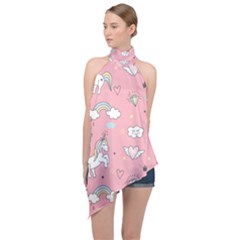 Halter Asymmetric Satin Top 