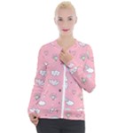 Cute Unicorn Seamless Pattern Casual Zip Up Jacket